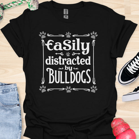 Easily distracted by bulldogs - V4 - Vintage Poster T-Shirt